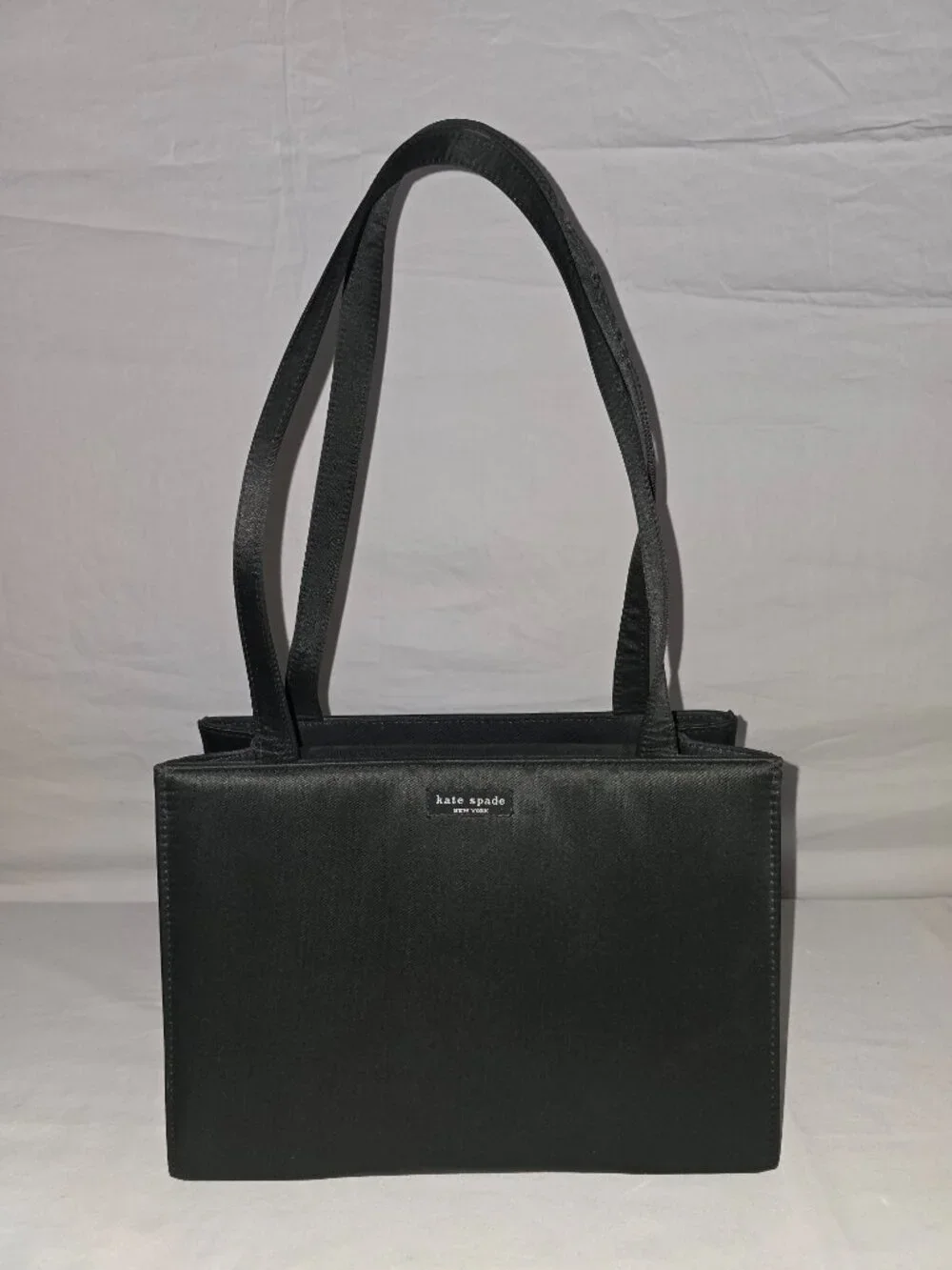 Vintage Kate Spade Sam Black Nylon Classic Box Tote Shoulder Bag Made In The USA
